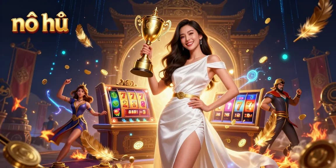 Experience thrilling nổ hũ gameplay with vibrant casino elements showcasing Asian culture and victory.