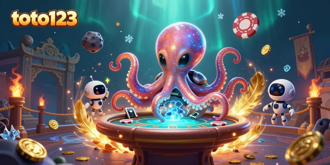 Engage in thrilling poker action with toto123 at a holographic table in a cosmic gaming adventure.
