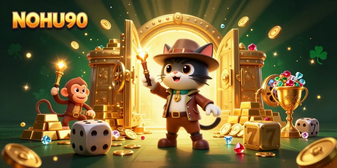 Engage with NOHU90's thrilling jackpot adventures featuring a cat archaeologist and treasures galore.