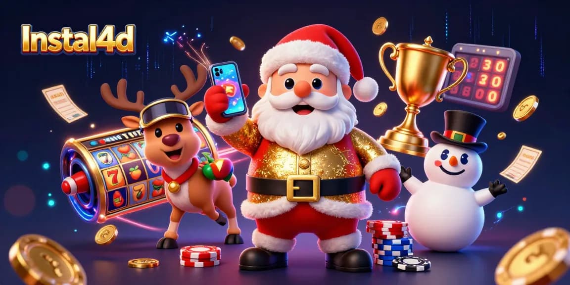 Play thrilling jackpots with Instal4d's engaging casino characters in a bustling scene.