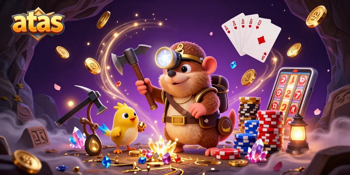 Spin and win at atas Casino with vibrant treasures, lively characters, and colorful chips!