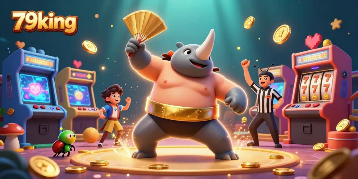 Experience the excitement of 79king with a dynamic casino-themed scene featuring a sumo champion beetle.