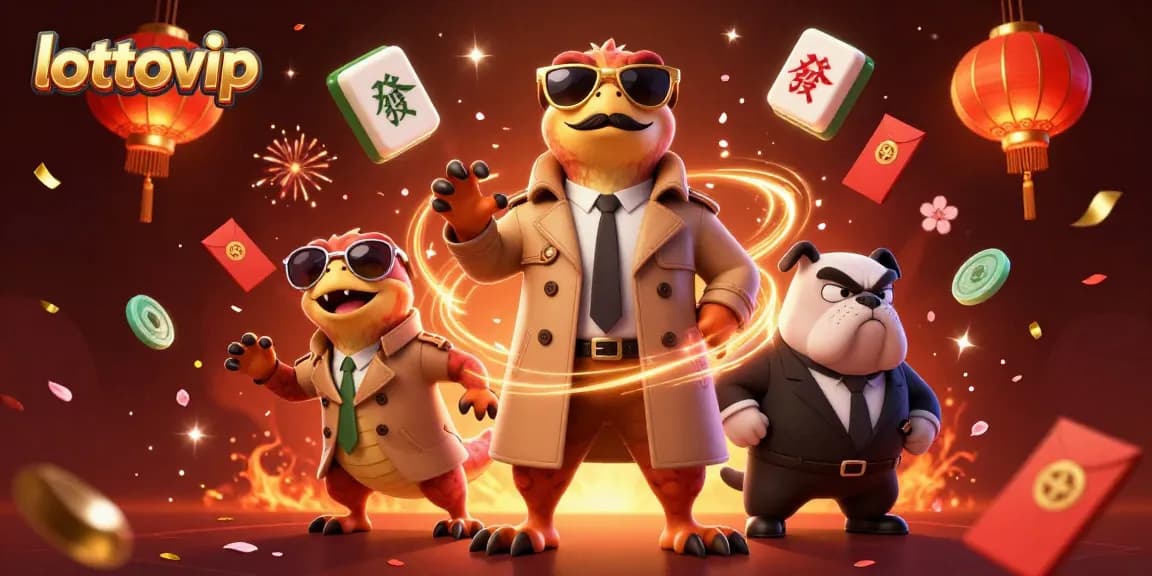 Belanja di LOTTOVIP dengan tiga dinosaur 3D mengenakan jas dan kacamata mewah di kasino.