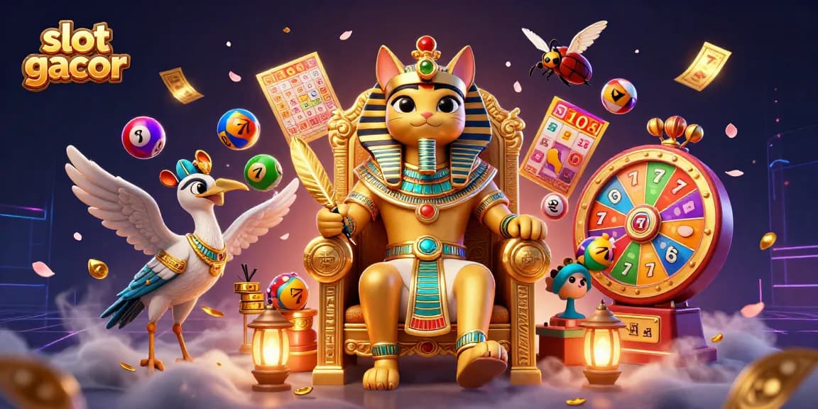 Permainan slot gacor menampilkan pharaoh kucing dan unsur jackpot yang atraktif.