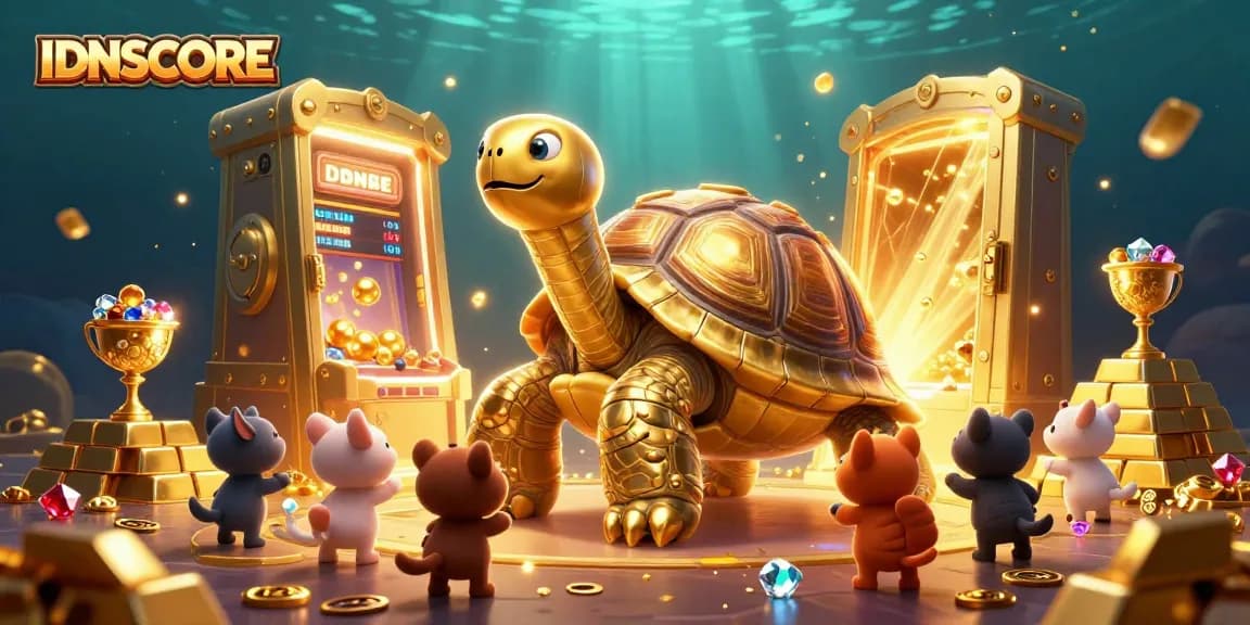 IDNSCORE players enjoying vibrant online casino experience under golden treasure vault