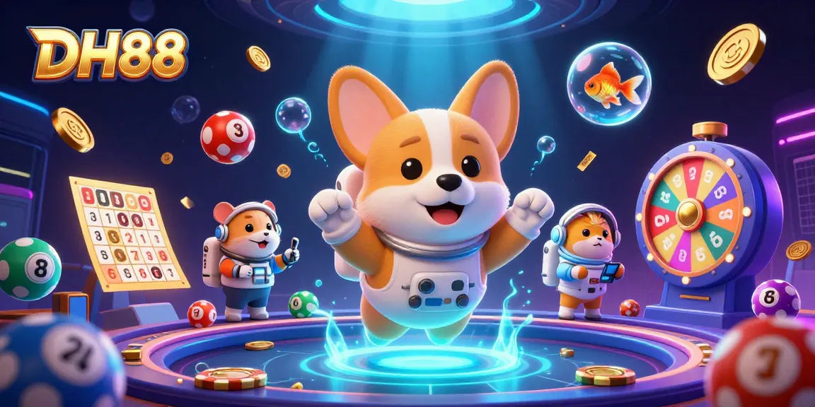 Experience the excitement of DH88 casino with vibrant gaming elements and animated characters in an immersive 3D scene.