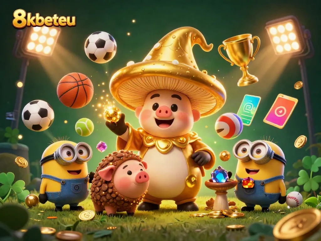 Experience the thrill of winning at 8kbeteu with an enchanting golden wizard and treasure-filled scene.