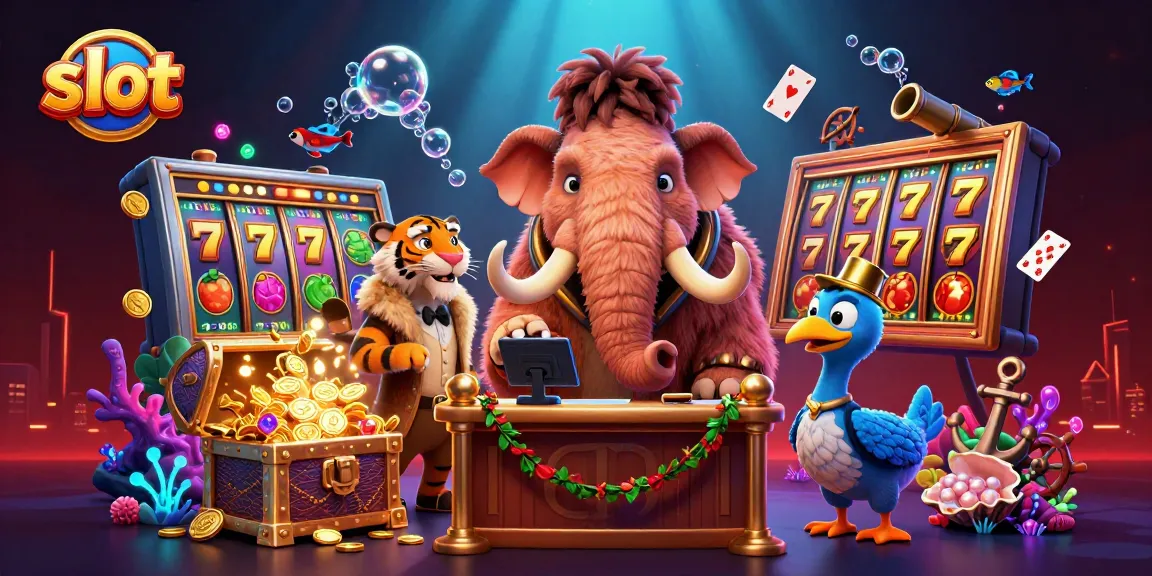 Spin the slot reels in a vibrant scene featuring a casino bouncer, VIP tiger, and a dodo doorman.