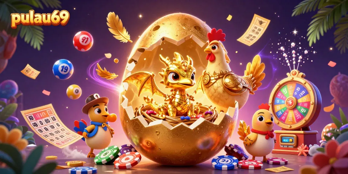 Experience pulau69 with a golden dragon emerging from poker chips amidst vibrant casino elements.