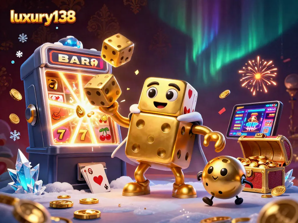 Experience high-stakes gaming excitement with luxury138's colorful 3D casino scene featuring dynamic characters and jackpots.