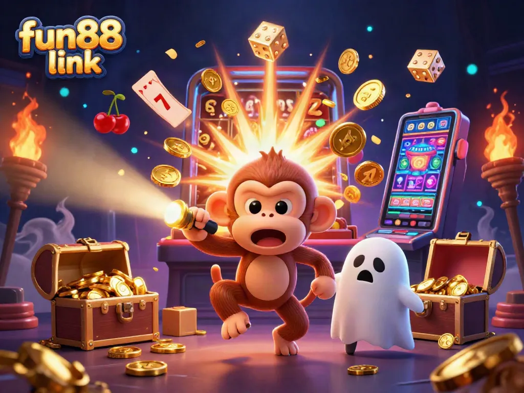 Engage with the fun88 link in a vibrant casino scene showcasing dynamic gaming elements.