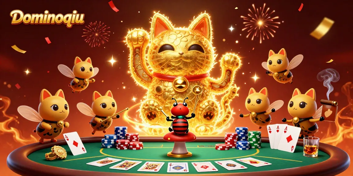Engage in thrilling bets with Dominoqiu's hosted gaming experience and its vibrant illustration.