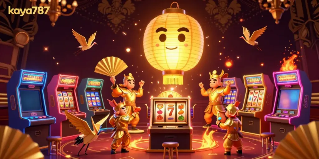 Experience thrilling wins at kaya787 with vibrant slot machines and glowing game elements.
