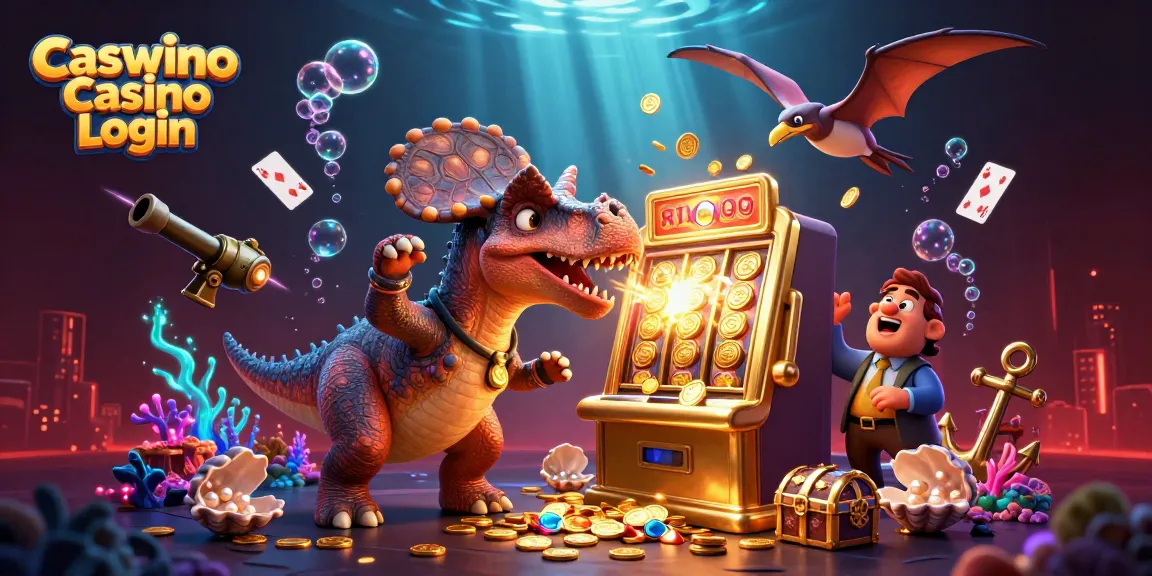 Win big with Caswino Casino Login as pachycephalosaurus hits a golden slot machine!