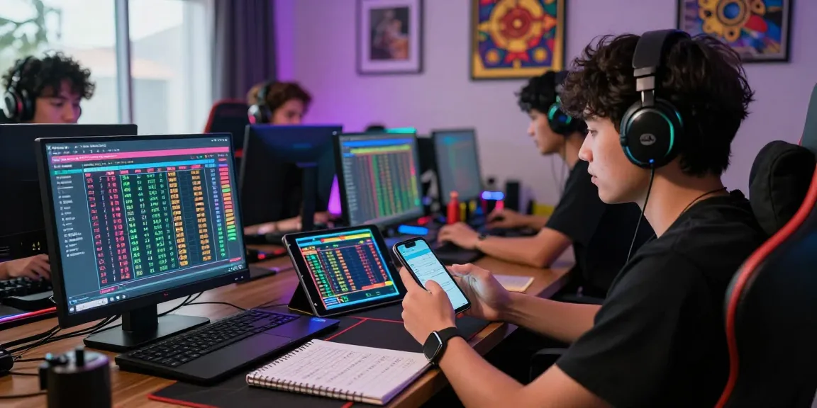 Dynamic online gaming session for Pasaran Togel Terlengkap with players analyzing data and placing bets in a vibrant atmosphere.