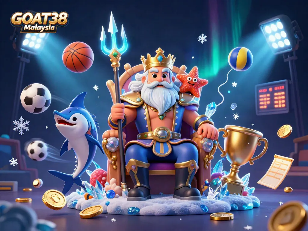 Experience thrilling gameplay at GOAT38 Malaysia with Neptune, surrounded by dynamic sports betting elements.
