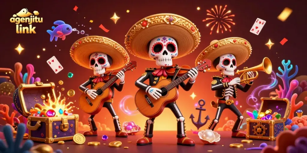 Menghasilkan pengalaman unik di agenjitu link dengan band mariachi tengkorak Day of the Dead yang penuh warna.