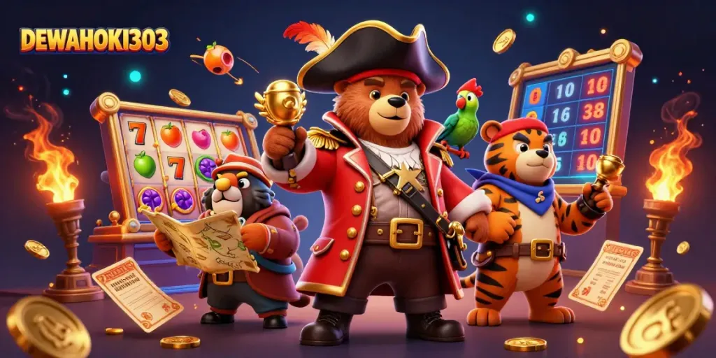 DEWAHOKI303 menampilkan aksi menggembirakan dengan slot dan simbol jackpot yang berkilau.
