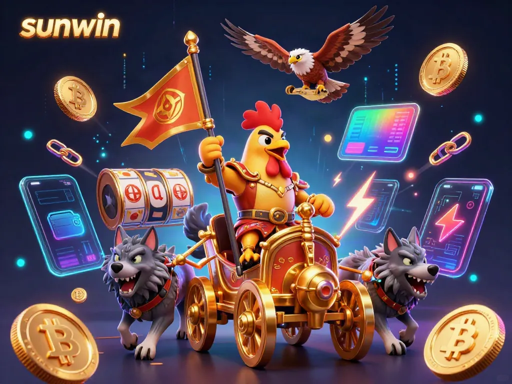 Experience the thrill of sunwin with a cartoon rooster warlord leading an epic gaming adventure!