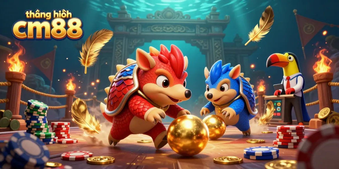 Experience thrilling action at thương hiệu cm88 with rival pangolins rolling golden balls through poker chips.