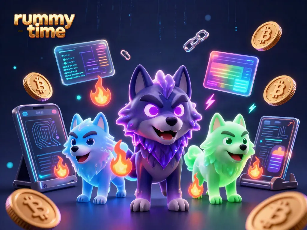 Engage in thrilling gameplay with the rummy time app filled with vibrant 3D characters and crypto elements.
