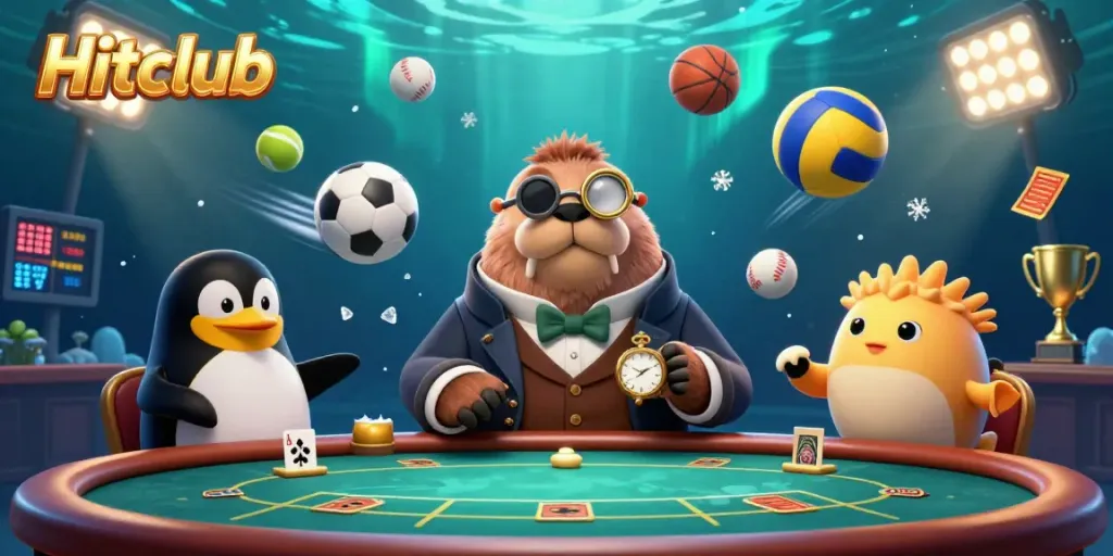 Experience exciting gameplay at Hitclub with a vibrant underwater casino scene featuring unique characters.