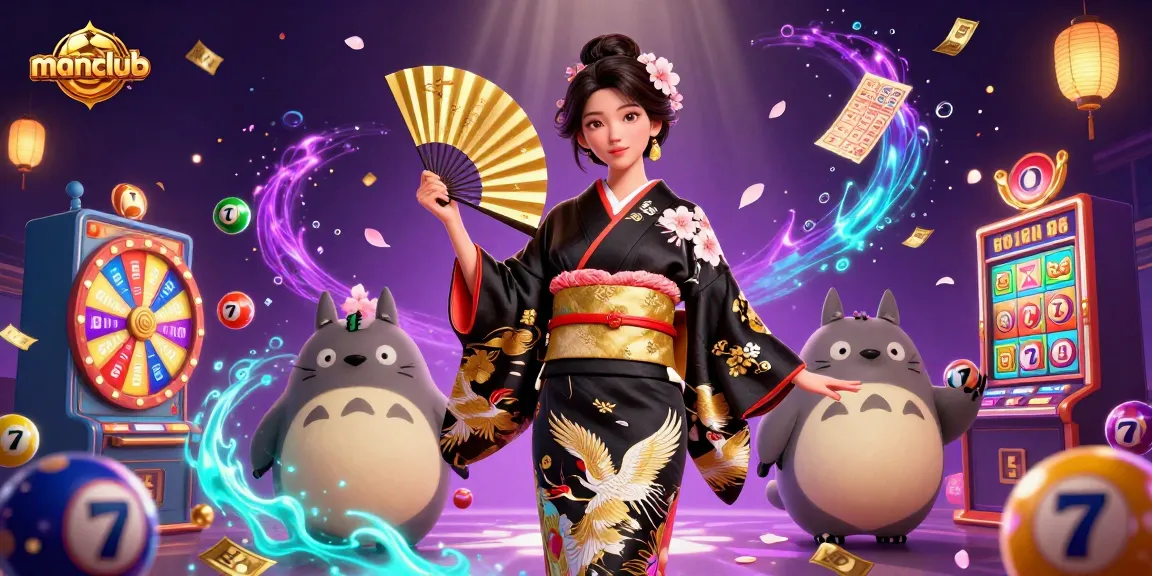 Experience excitement at manclub with vibrant casino-themed visuals featuring characters and dynamic gambling elements.