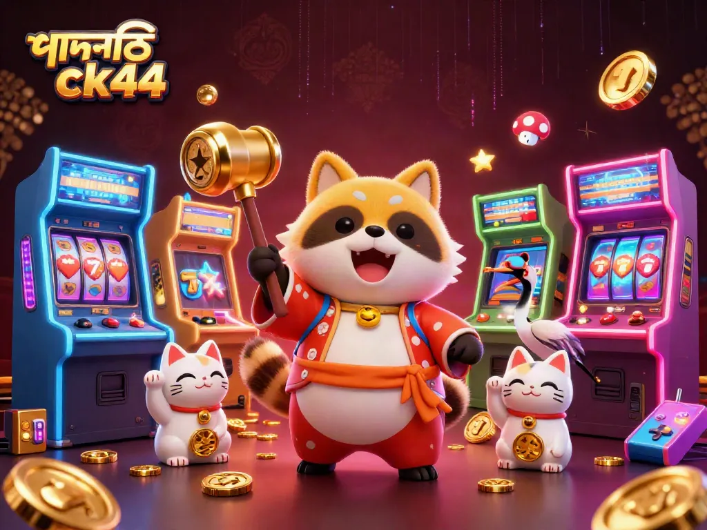 Engage in the fun of পদোন্নতি ck44 with vibrant 3D cartoon characters and casino-themed elements.