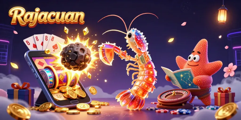 Spin to win with Rajacuan in this vibrant casino scene featuring a mantis shrimp and starfish.