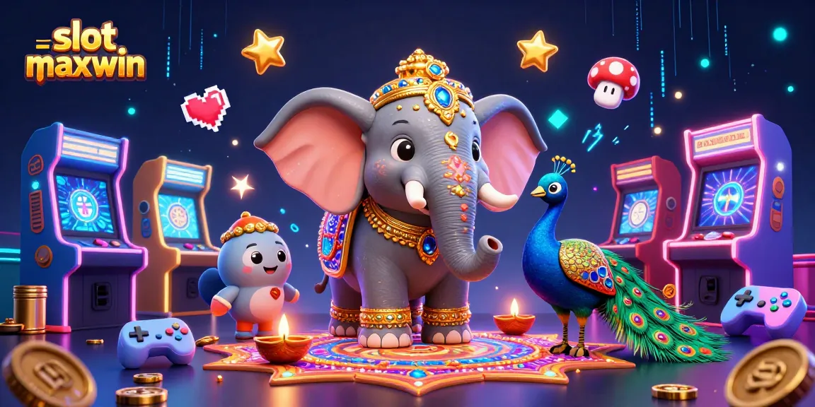 Menangkan jackpot slot maxwin dengan elefant berhiaskan emas dan permainan arcade glamor.