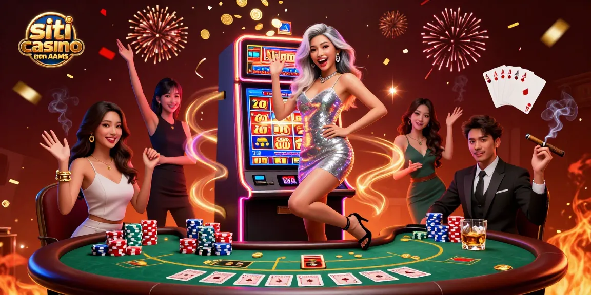 Gioca un jackpot nei siti casino non AAMS con personaggi vivaci, luci al neon e dinamici elementi da casinò.