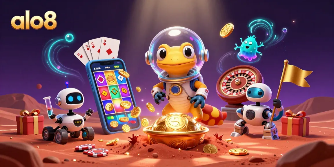 Experience the thrilling universe of alo8 as a Martian gecko discovers a casino with vivid gaming elements.