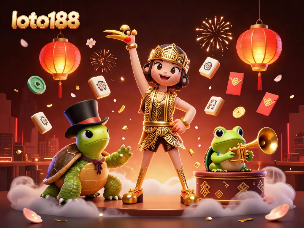 Enhance your loto188 gaming experience with vibrant casino illustration featuring unique characters.